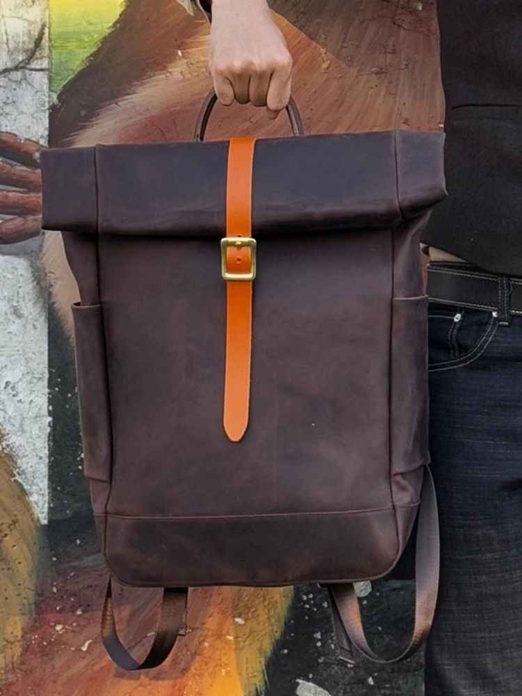 Large Capacity Mens Genuine Le - Leather Backpack Vintage のレビューと価格