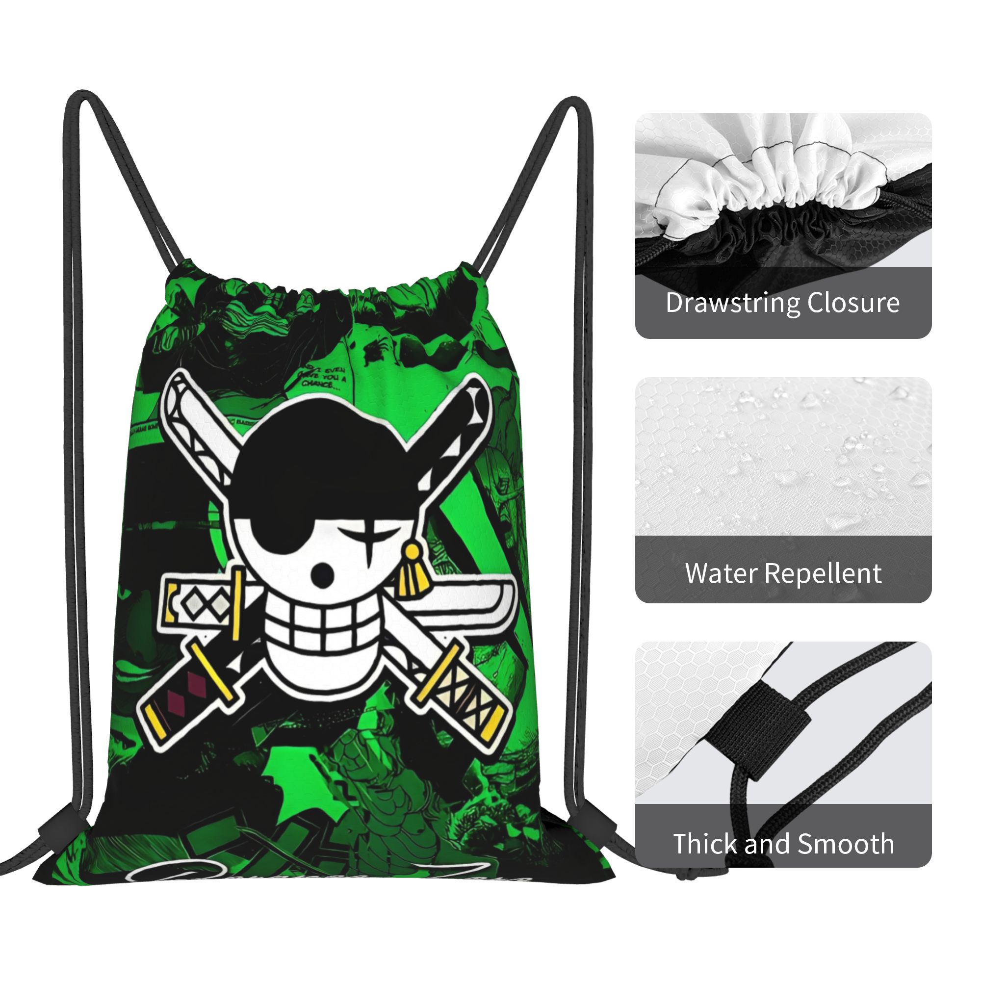 One Piece Zoro Skull Backpack  - Drawstring Gym Bag のレビューと価格