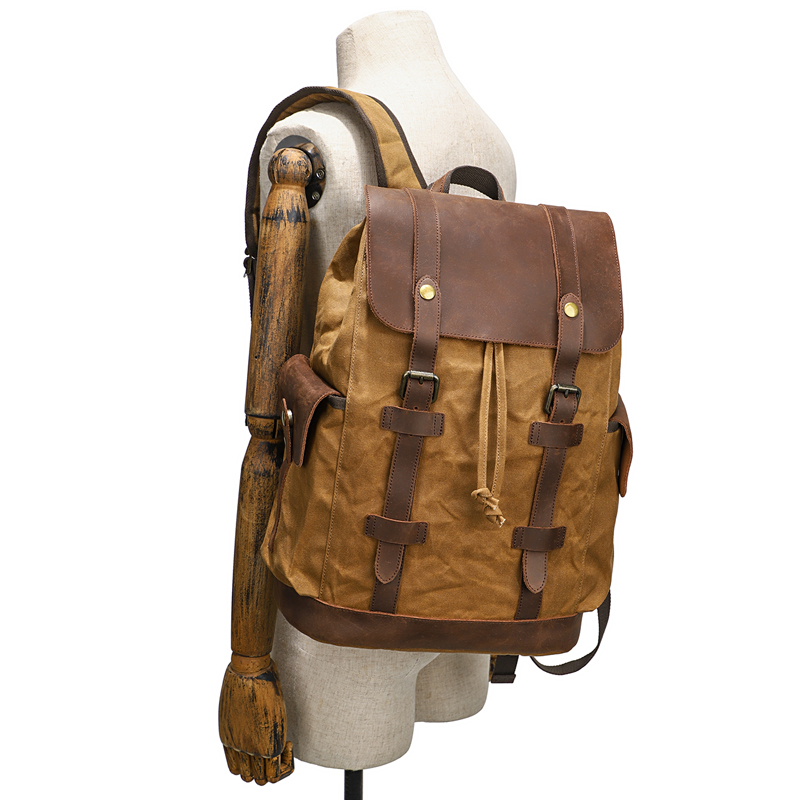 Men's Backpack Vintage Waxed C - Leather Backpack Vintage のレビューと価格