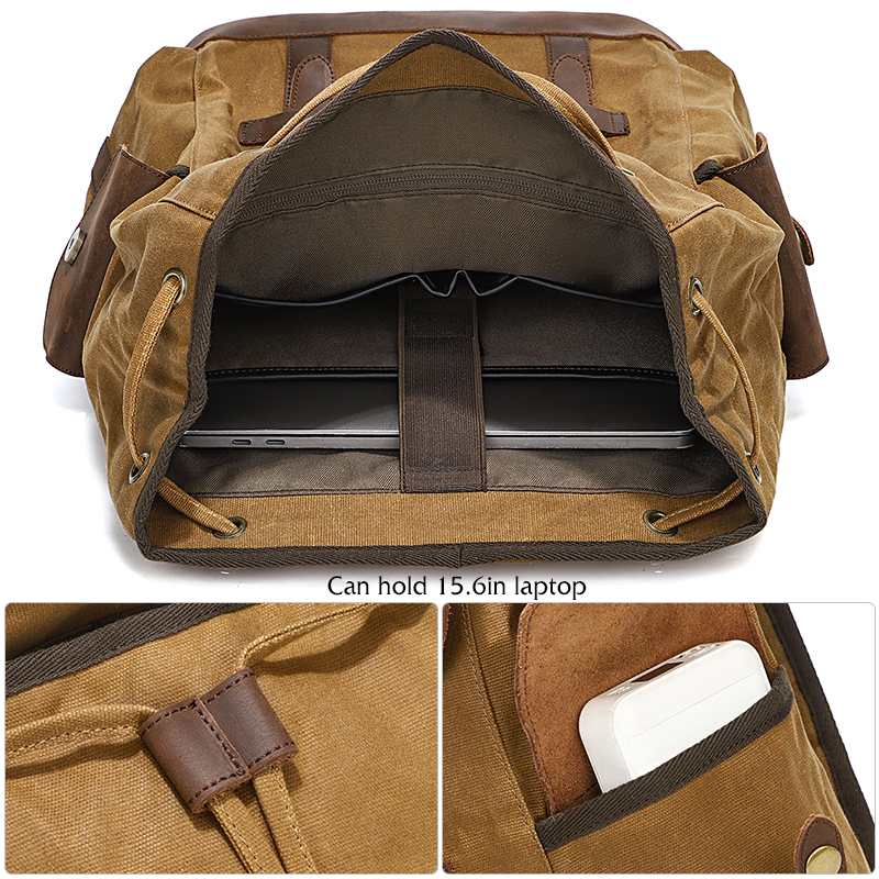 Men's Backpack Vintage Waxed C - Leather Backpack Vintage のレビューと価格