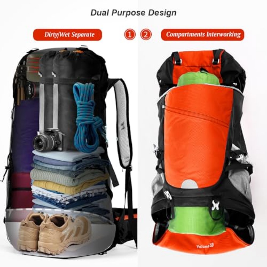 50L Hiking Backpack Travel Bag - Hiking Backpack Waterproof のレビューと価格