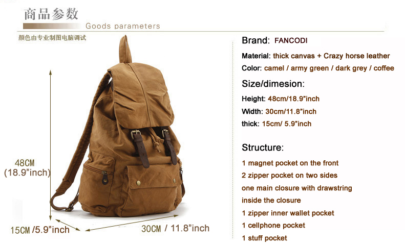 Fashion New Military Canvas Ba - Rucksack Military Style のレビューと価格