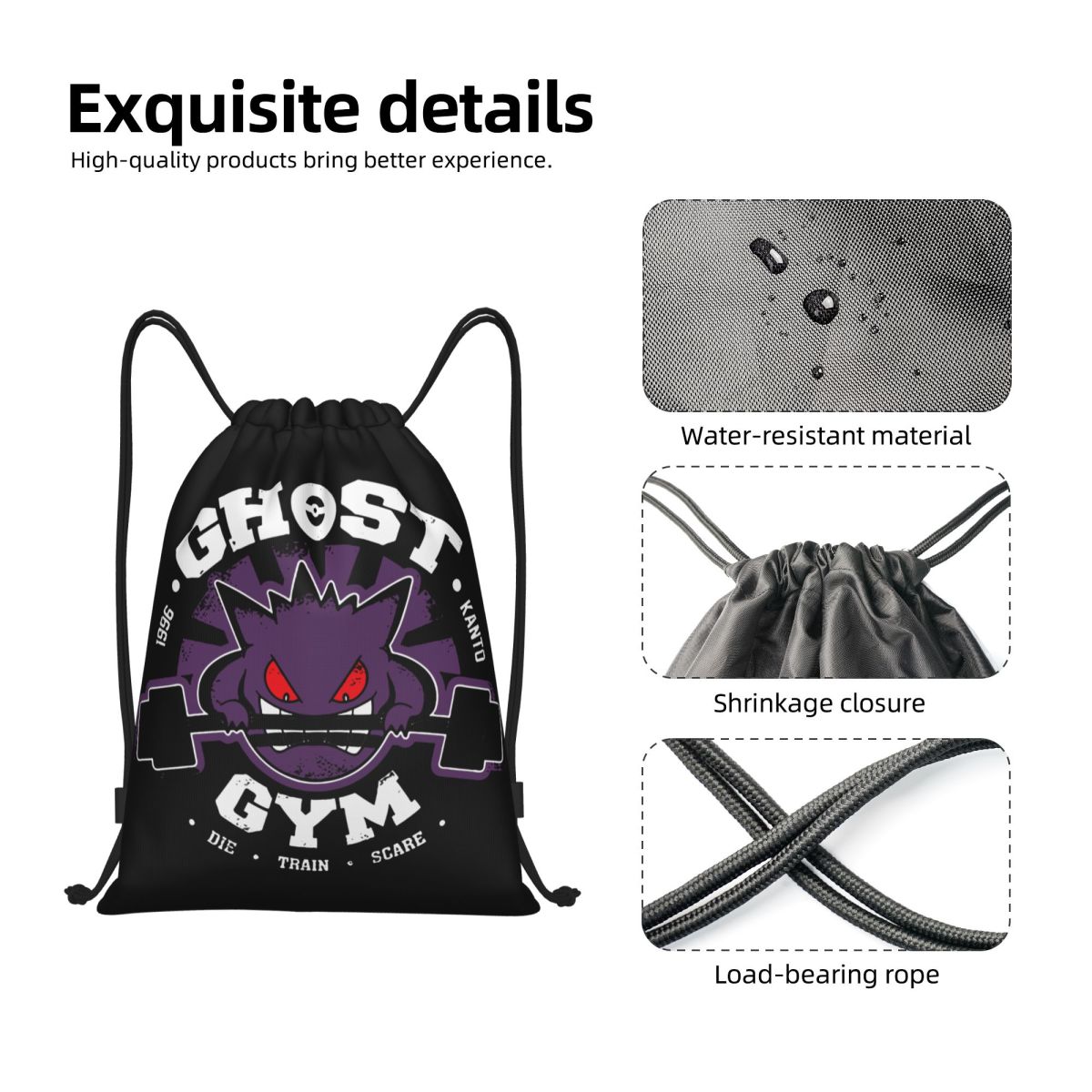 Ghost Gym Drawstring Backpack  - Drawstring Gym Bag のレビューと価格