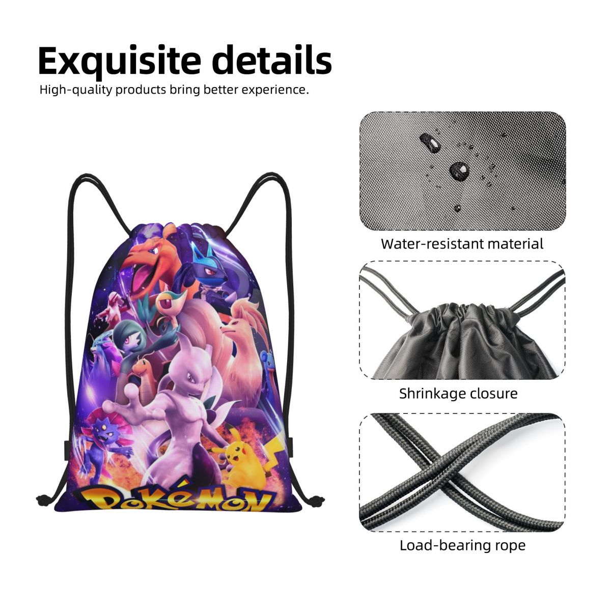 Cute Cartoon Manga Poke-Mon Ba - Drawstring Gym Bag のレビューと価格
