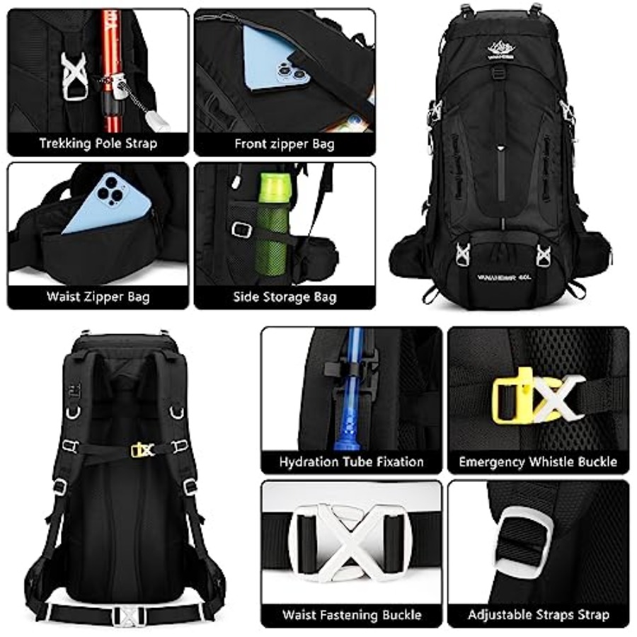 50L Hiking Backpack Men Campin - Rain Cover Backpack のレビューと価格